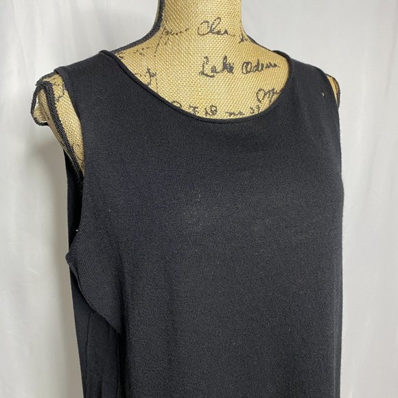 Eileen Fisher Black Sleeveless Wool Knit Maxi Dress - Picture 2 of 11